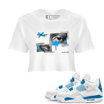 Air Jordan 4 Industrial Blue shirt to match jordans More Love sneaker tees Air Jordan 4 Military Blue SNRT Sneaker Release Tees White 1 crop length shirt