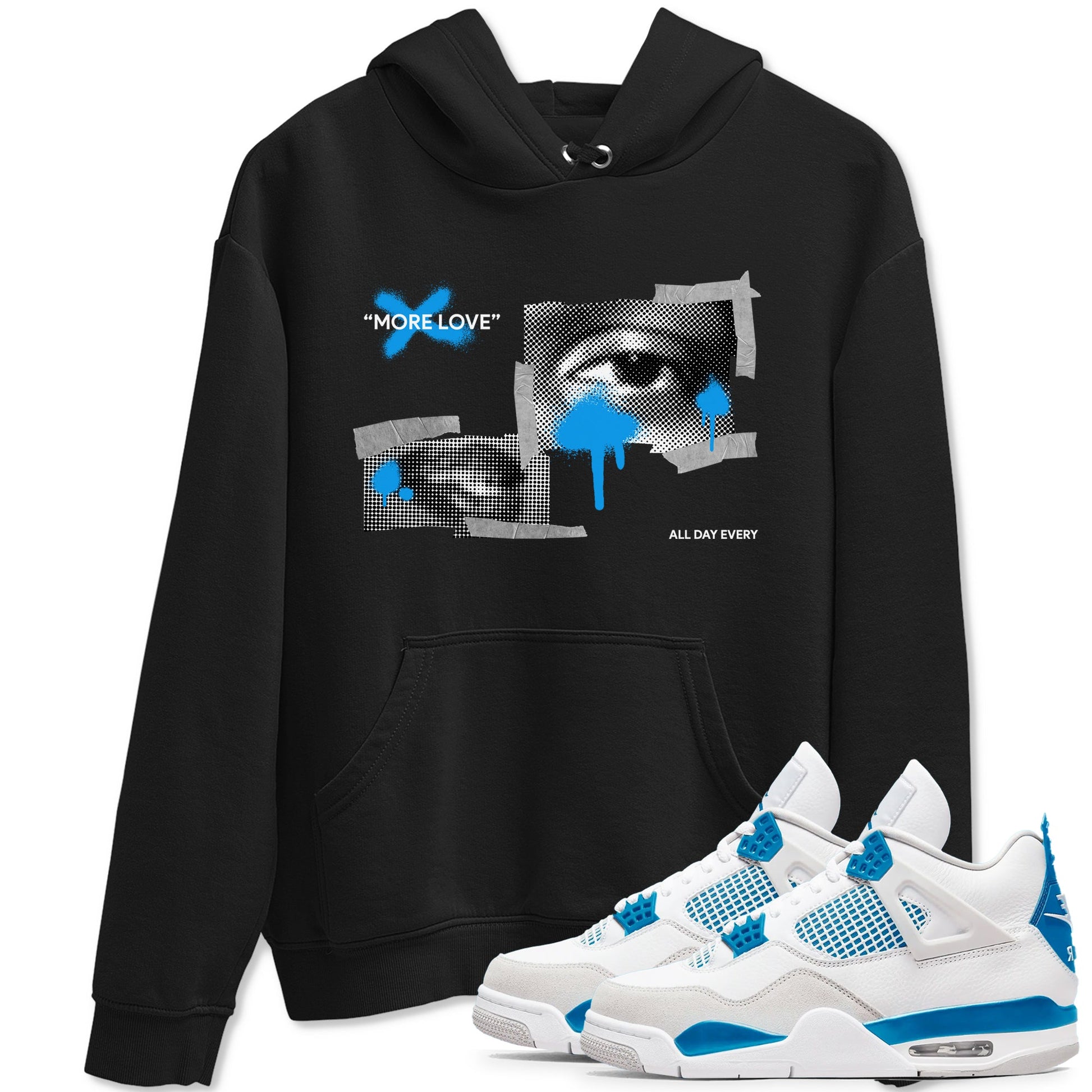 Air Jordan 4 Industrial Blue shirt to match jordans More Love sneaker tees Air Jordan 4 Military Blue SNRT Sneaker Release Tees unisex cotton Black 1 crew neck shirt