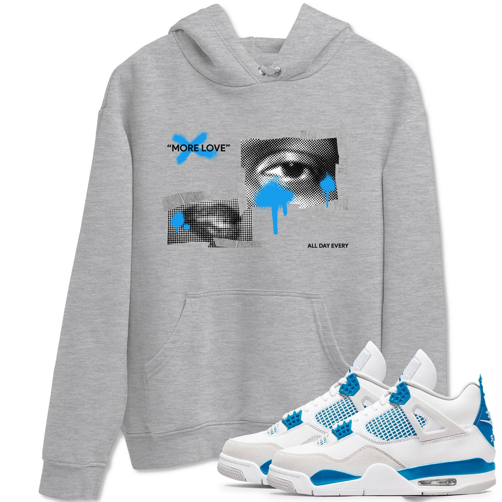 Air Jordan 4 Industrial Blue shirt to match jordans More Love sneaker tees Air Jordan 4 Military Blue SNRT Sneaker Release Tees unisex cotton Heather Grey 1 crew neck shirt