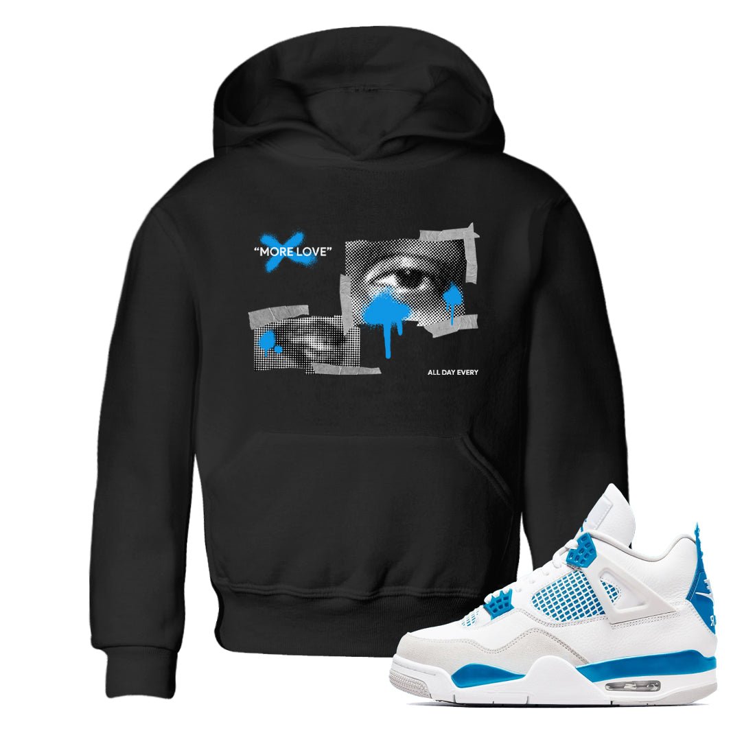 Air Jordan 4 Industrial Blue shirt to match jordans More Love sneaker tees Air Jordan 4 Military Blue SNRT sneaker release tees baby toddler Black 1 cotton Shirt