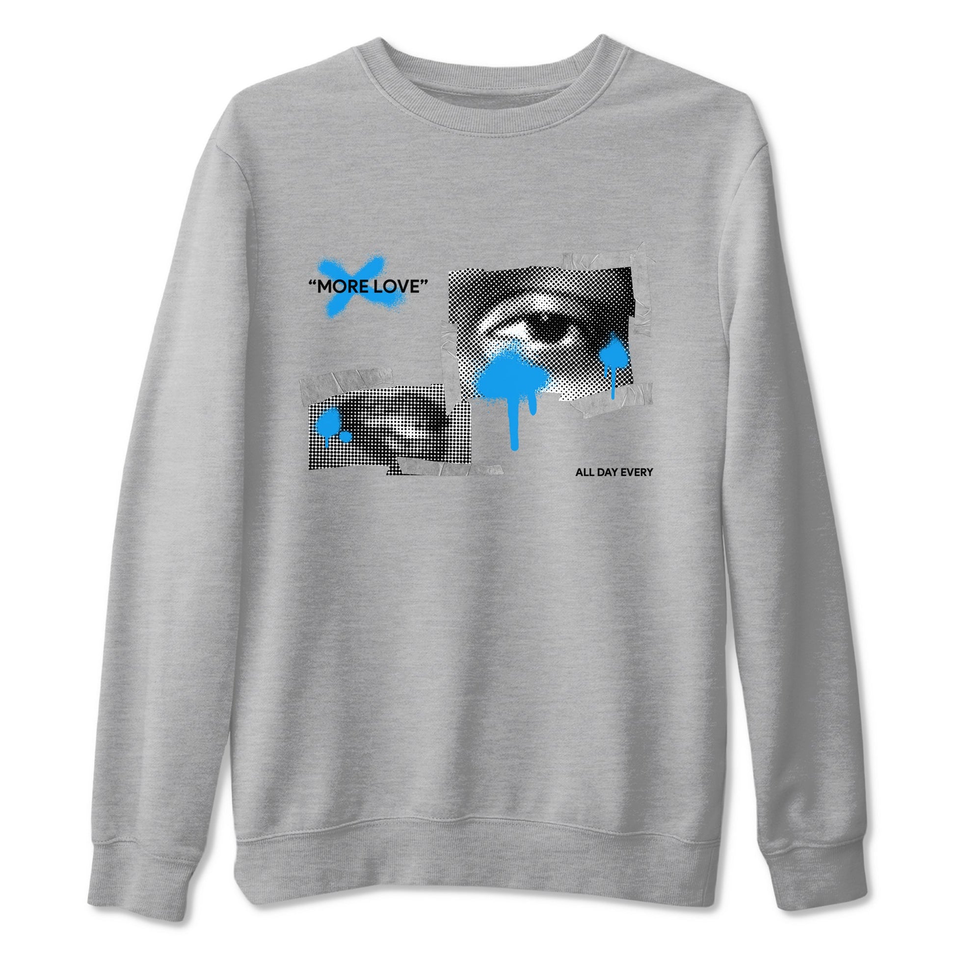 Air Jordan 4 Industrial Blue shirt to match jordans More Love sneaker tees Air Jordan 4 Military Blue SNRT Sneaker Release Tees unisex cotton Heather Grey 2 crew neck shirt