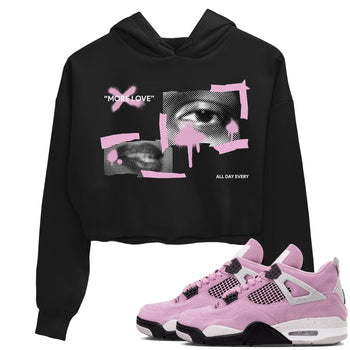 4s Retro Orchid shirts to match jordans More Love sneaker match tees Air Jordan 4 WMNS Orchid match shoes to clothes SNRT Sneaker Tees unisex cotton Black 1 crop tee