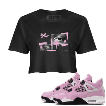 4s Retro Orchid shirts to match jordans More Love sneaker match tees Air Jordan 4 WMNS Orchid match shoes to clothes SNRT Sneaker Tees unisex cotton Black 1 crop tee