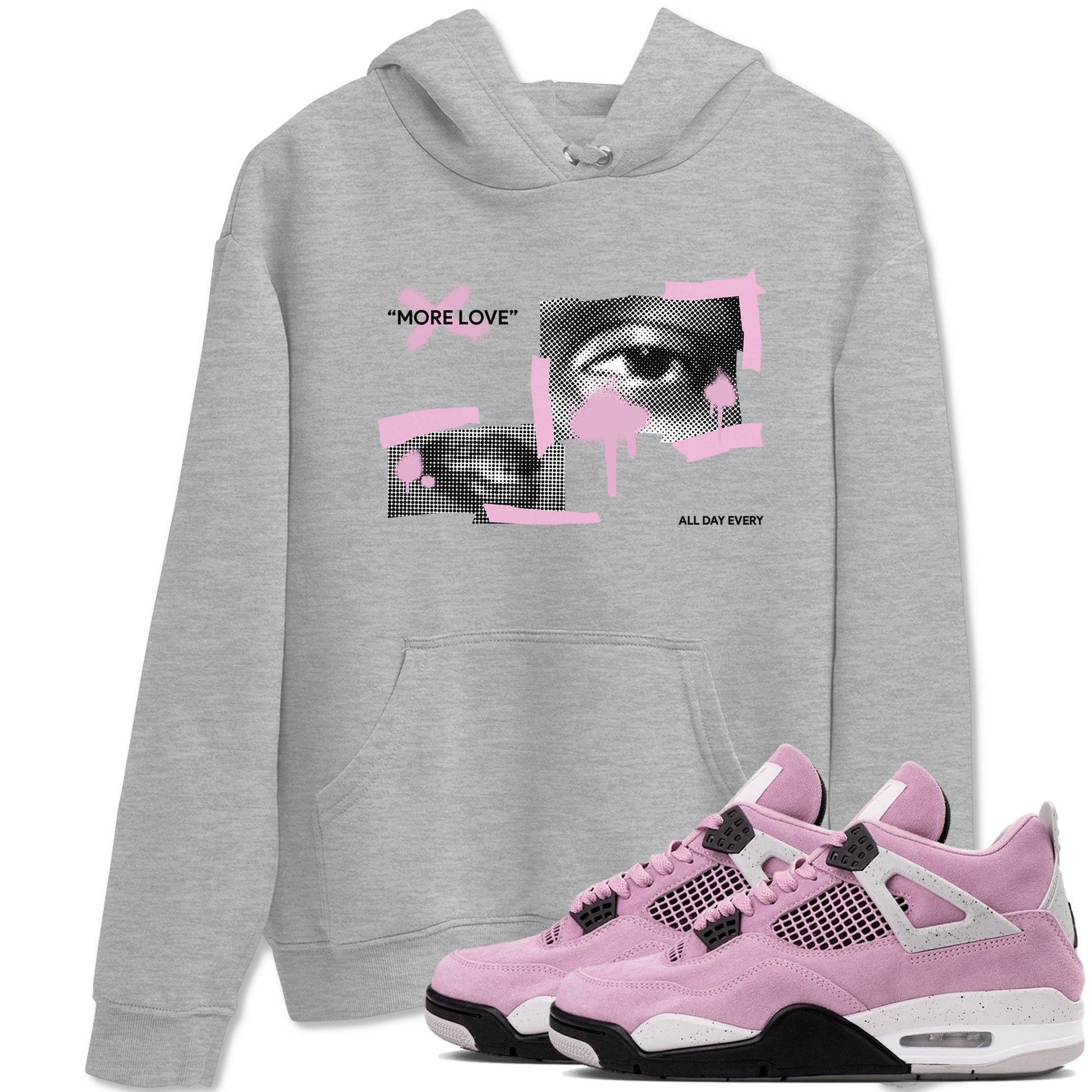 4s Retro Orchid shirts to match jordans More Love sneaker match tees Air Jordan 4 WMNS Orchid match shoes to clothes SNRT Sneaker Tees unisex cotton Heather Grey 1 shirts