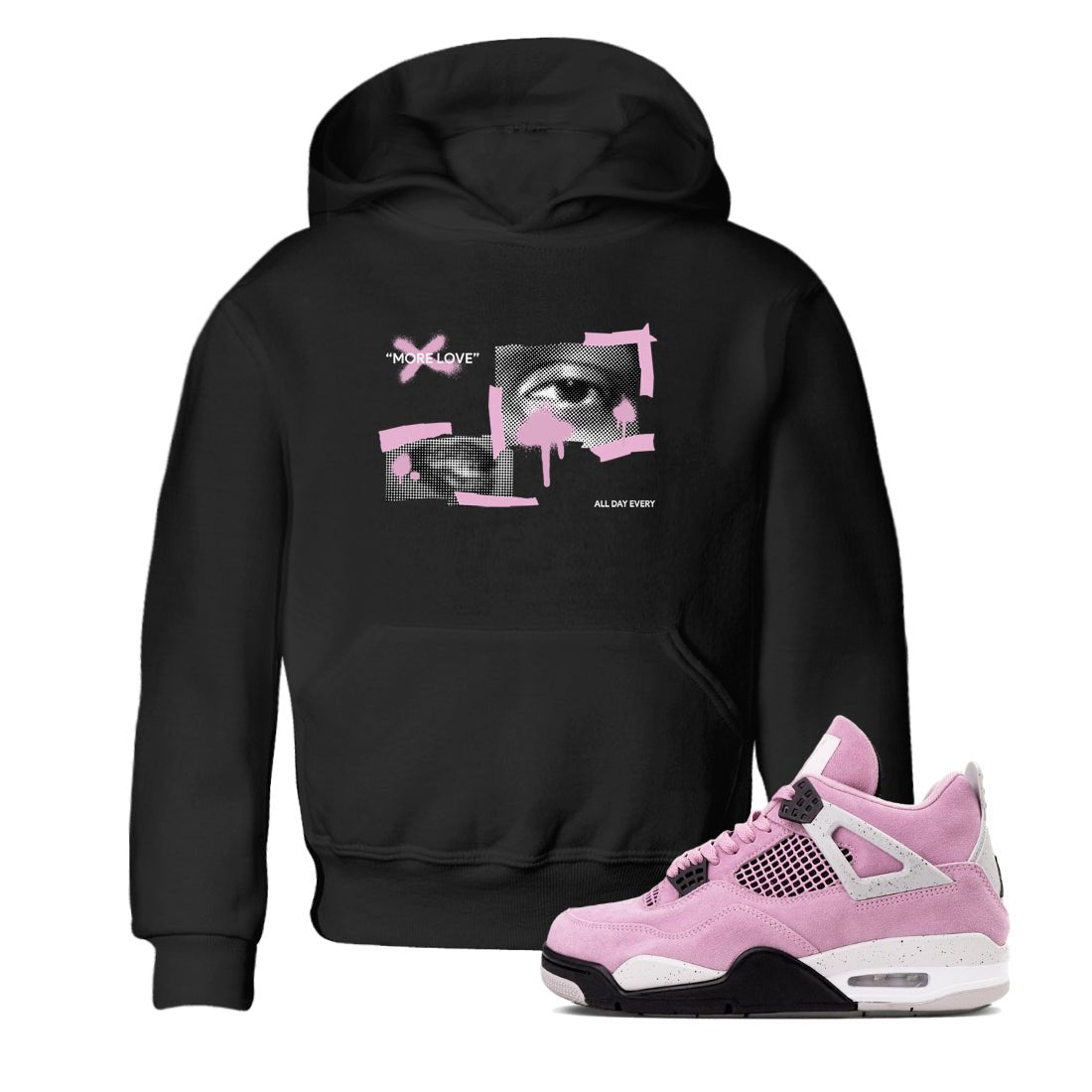 4s Retro Orchid shirts to match jordans More Love sneaker match tees Air Jordan 4 WMNS Orchid match shoes to clothes SNRT Sneaker Tees Youth Baby Black 1 tee