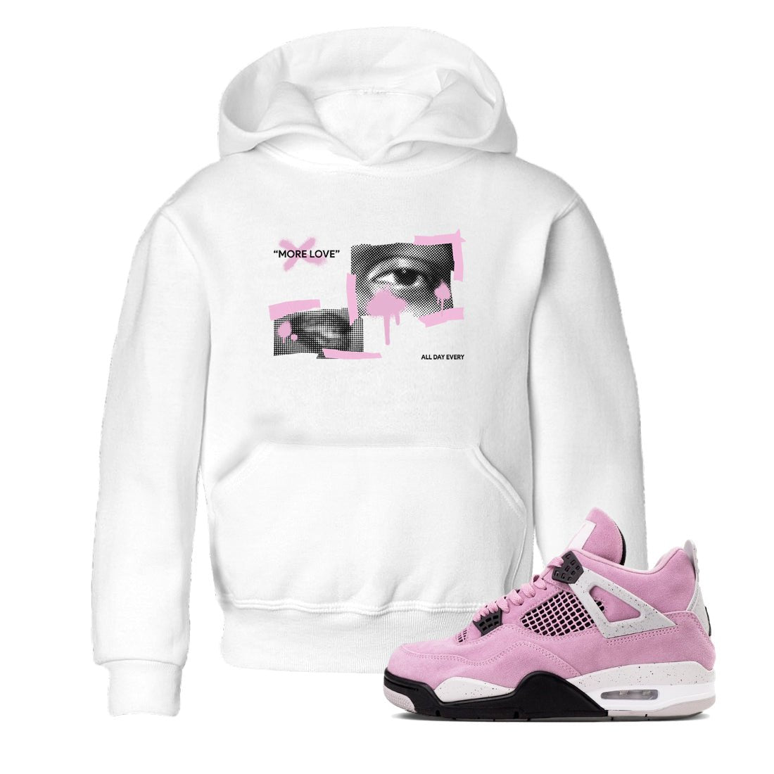 4s Retro Orchid shirts to match jordans More Love sneaker match tees Air Jordan 4 WMNS Orchid match shoes to clothes SNRT Sneaker Tees Youth Baby White 1 tee