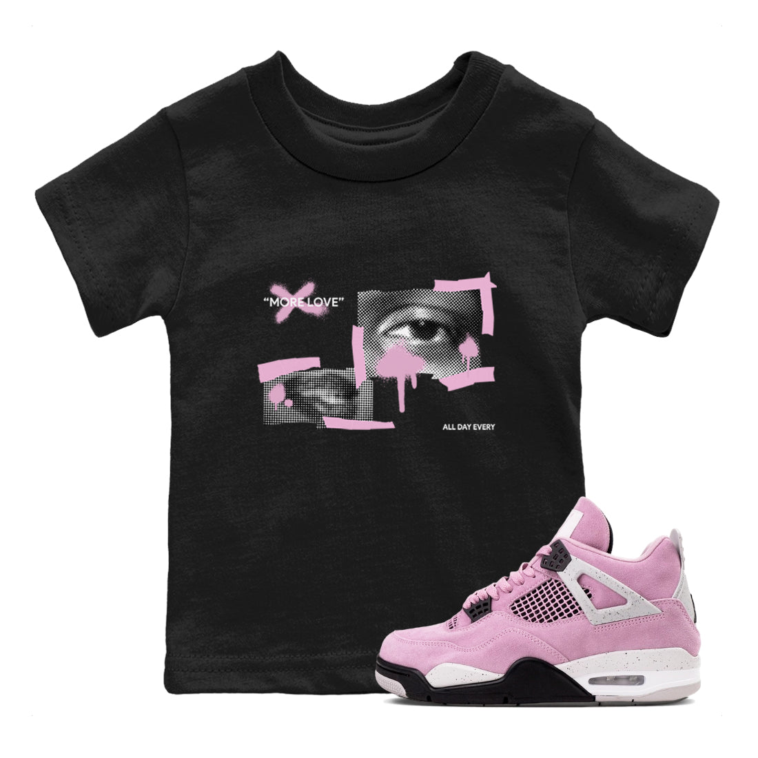 4s Retro Orchid shirts to match jordans More Love sneaker match tees Air Jordan 4 WMNS Orchid match shoes to clothes SNRT Sneaker Tees Youth Baby Black 1 tee