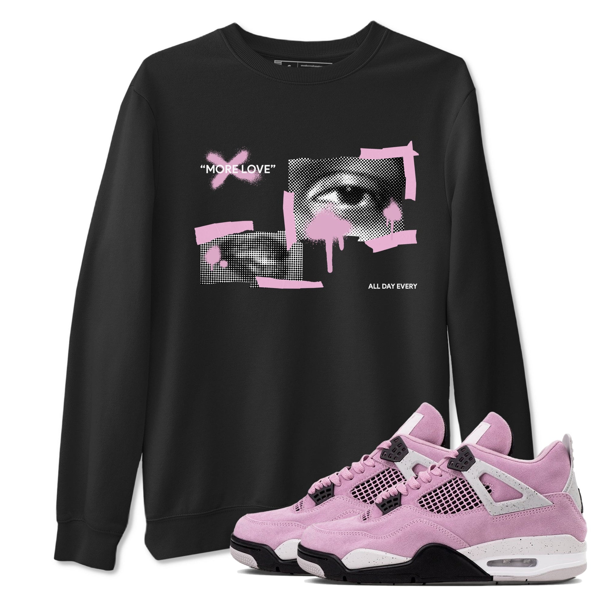 4s Retro Orchid shirts to match jordans More Love sneaker match tees Air Jordan 4 WMNS Orchid match shoes to clothes SNRT Sneaker Tees unisex cotton Black 1 shirts