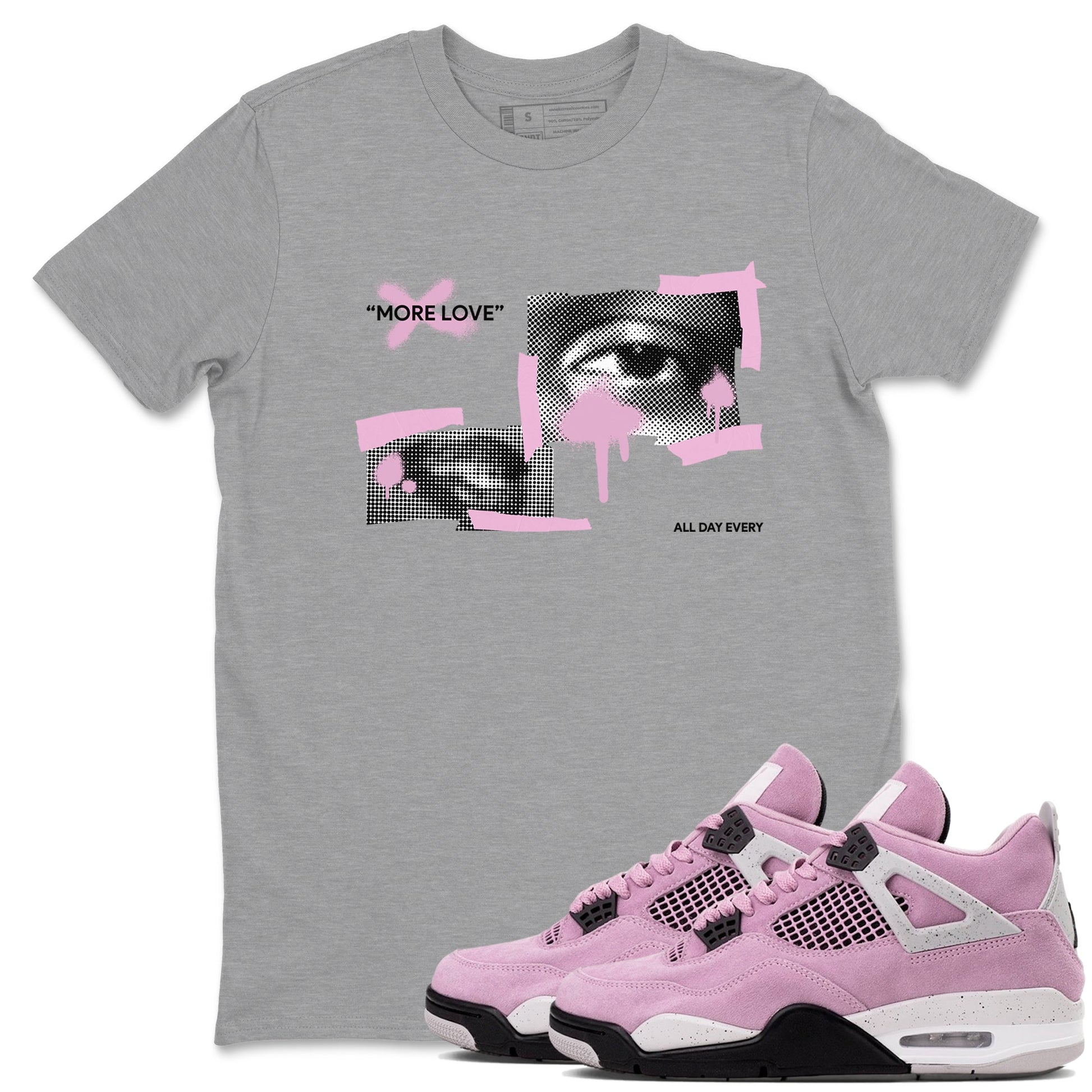 4s Retro Orchid shirts to match jordans More Love sneaker match tees Air Jordan 4 WMNS Orchid match shoes to clothes SNRT Sneaker Tees unisex cotton Heather Grey 1 shirts