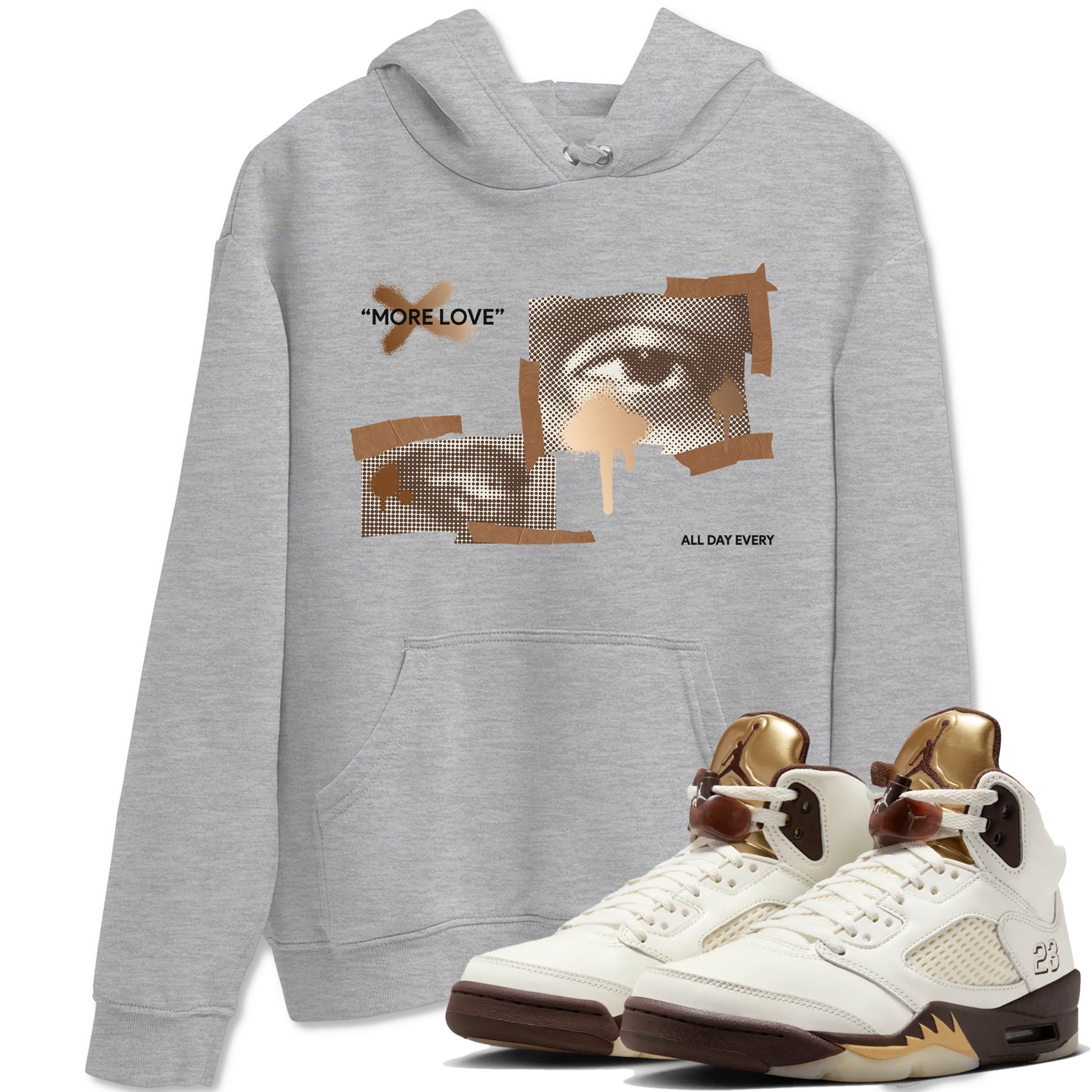 5s Golden Ticket shirts to match jordans More Love best t shirts to wear with jordans Air Jordan 5 Golden Ticket match shoes to clothes SNRT Sneaker Tees unisex cotton Heather Grey 1 shirts