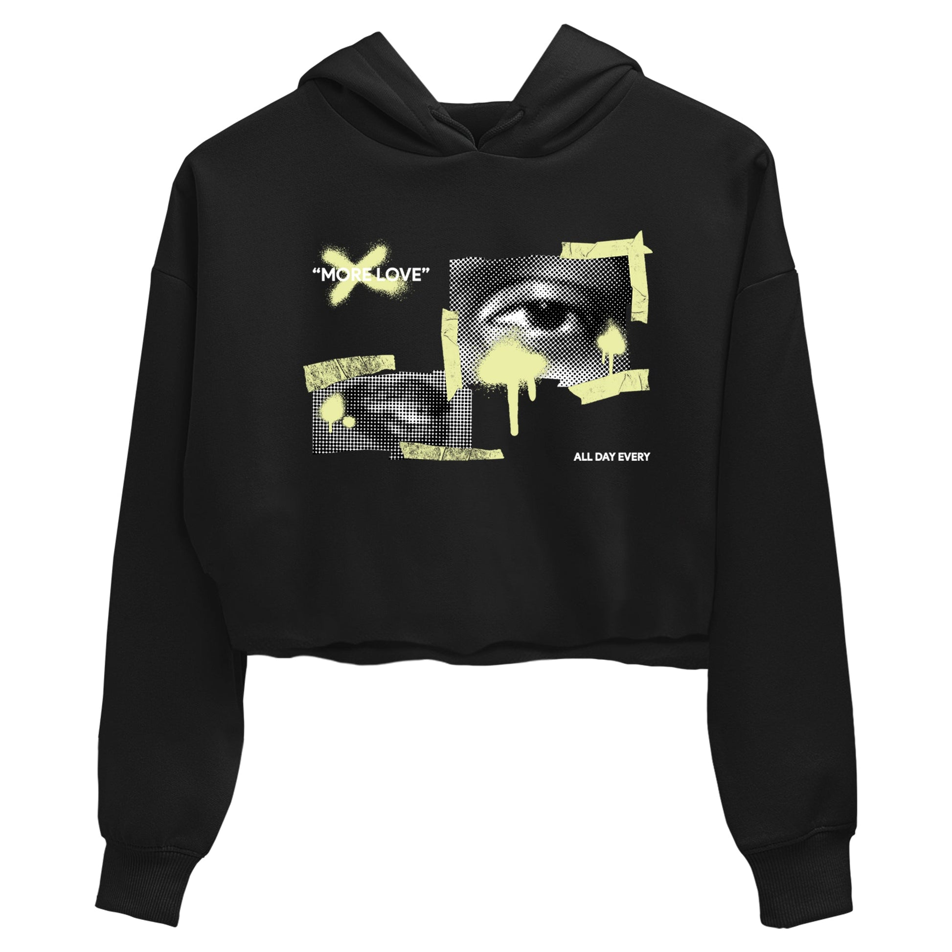 Sneaker match tees – Streetwear Graphic Tees Air Jordan 5 Luminous Green Sneakers – More Love Graphic Crop T-Shirt Black 2