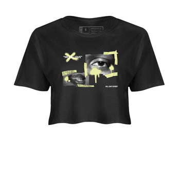 Sneaker match tees – Streetwear Graphic Tees Air Jordan 5 Luminous Green Sneakers – More Love Graphic Crop T-Shirt Black 2