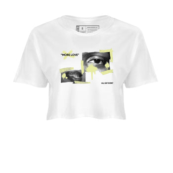 Sneaker match tees – Streetwear Graphic Tees Air Jordan 5 Luminous Green Sneakers – More Love Graphic Crop T-Shirt White 2