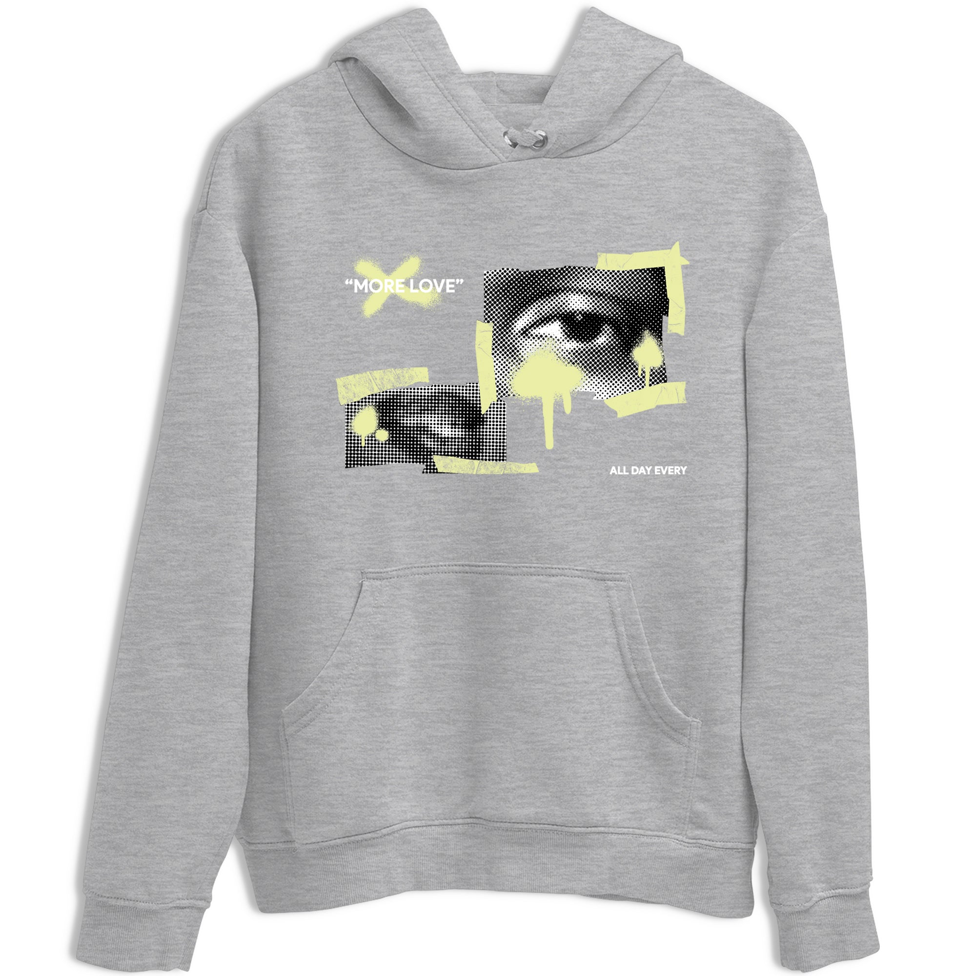 Sneaker match tees – Streetwear Graphic Tees Air Jordan 5 Luminous Green Sneakers – More Love Graphic Tee Heather Grey 2