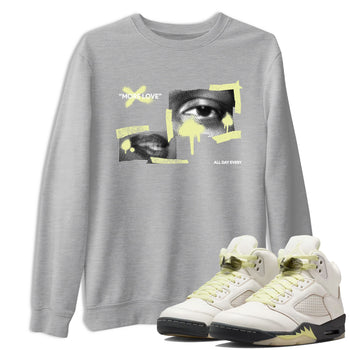 Sneaker match tees – Streetwear Graphic Tees Air Jordan 5 Luminous Green Sneakers – More Love Graphic Tee Heather Grey 1