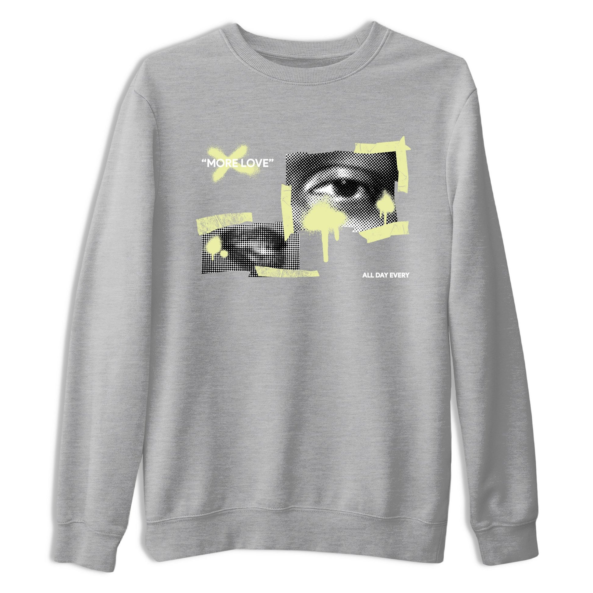 Sneaker match tees – Streetwear Graphic Tees Air Jordan 5 Luminous Green Sneakers – More Love Graphic Tee Heather Grey 2