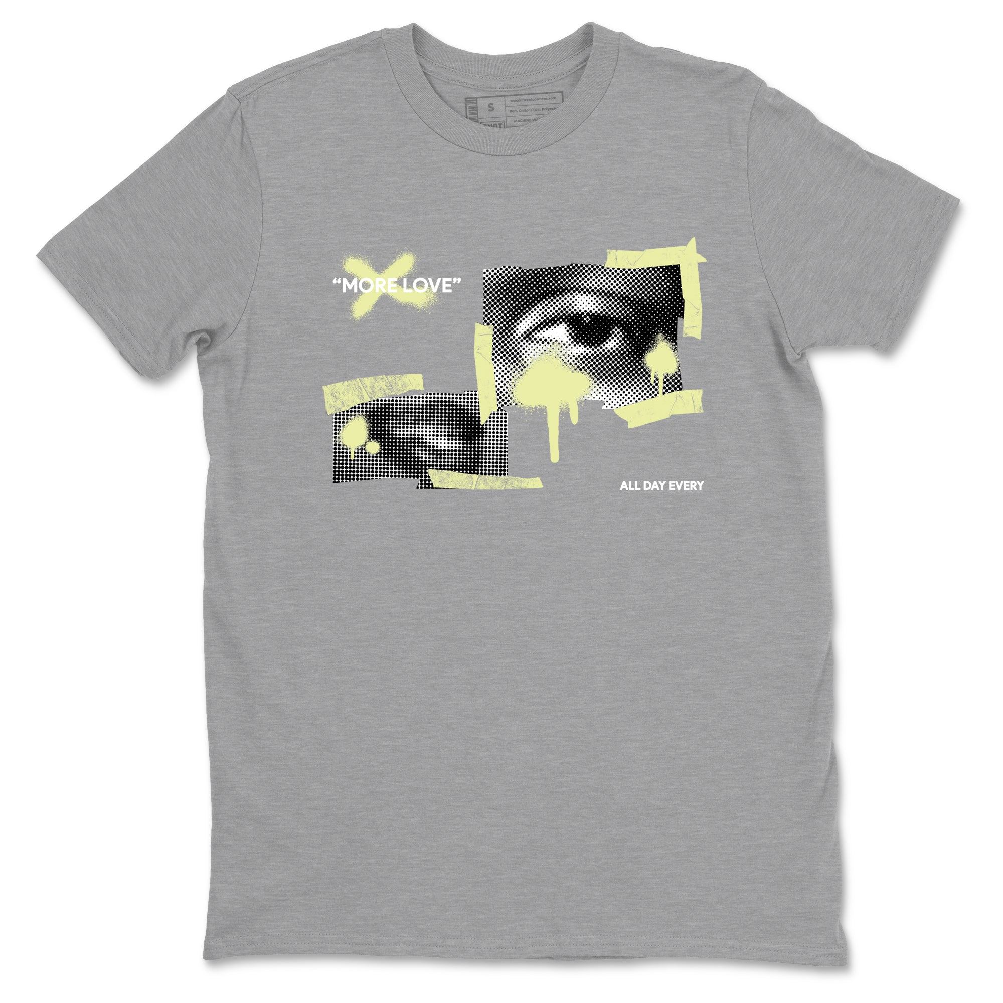 Sneaker match tees – Streetwear Graphic Tees Air Jordan 5 Luminous Green Sneakers – More Love Graphic Tee Heather Grey 2