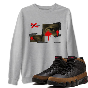 9s Olive shirts to match jordans More Love sneaker match tees Air Jordan 9 Olive match shoes to clothes SNRT Sneaker Tees unisex cotton Heather Grey 1 shirts
