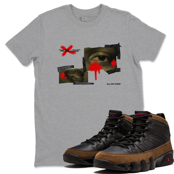 9s Olive shirts to match jordans More Love sneaker match tees Air Jordan 9 Olive match shoes to clothes SNRT Sneaker Tees unisex cotton Heather Grey 1 shirts
