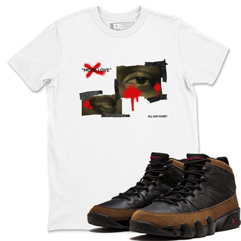 9s Olive shirts to match jordans More Love sneaker match tees Air Jordan 9 Olive match shoes to clothes SNRT Sneaker Tees unisex cotton White 1 shirts