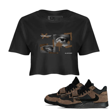 Jordan Jumpman Jack TR Travis Scott Dark Mocha shirts to match jordans More Love sneaker match tees Jordan Jumpman Jack Travis Scott Dark Mocha match shoes to clothes SNRT Sneaker Tees unisex cotton Black 1 crop tee