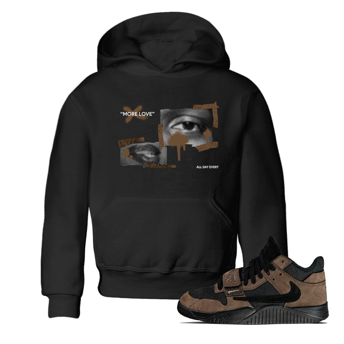 Jordan Jumpman Jack TR Travis Scott Dark Mocha shirts to match jordans More Love sneaker match tees Jordan Jumpman Jack Travis Scott Dark Mocha match shoes to clothes SNRT Sneaker Tees Youth Baby Black 1 tee