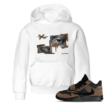 Jordan Jumpman Jack TR Travis Scott Dark Mocha shirts to match jordans More Love sneaker match tees Jordan Jumpman Jack Travis Scott Dark Mocha match shoes to clothes SNRT Sneaker Tees Youth Baby White 1 tee
