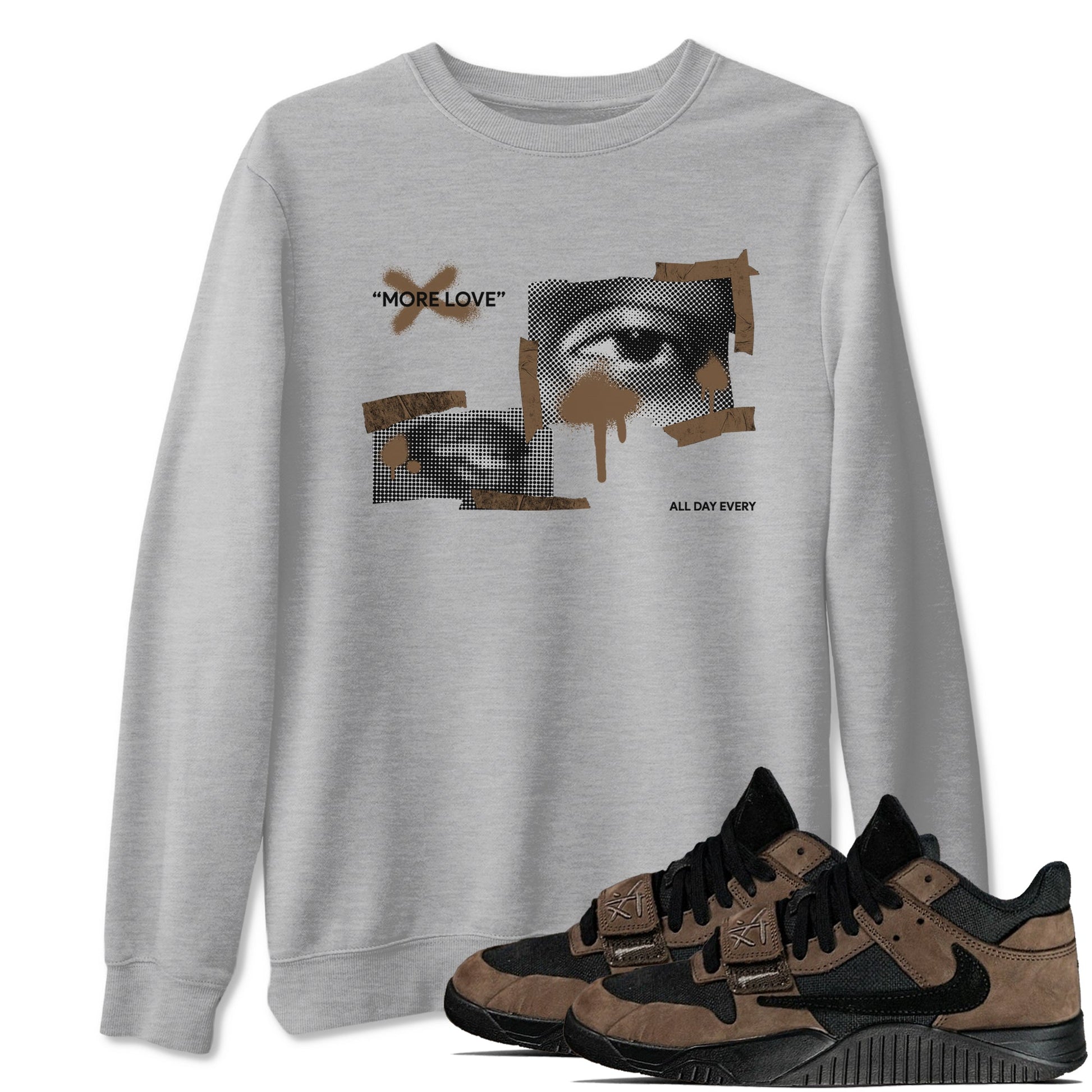 Jordan Jumpman Jack TR Travis Scott Dark Mocha shirts to match jordans More Love sneaker match tees Jordan Jumpman Jack Travis Scott Dark Mocha match shoes to clothes SNRT Sneaker Tees unisex cotton Heather Grey 1 shirts