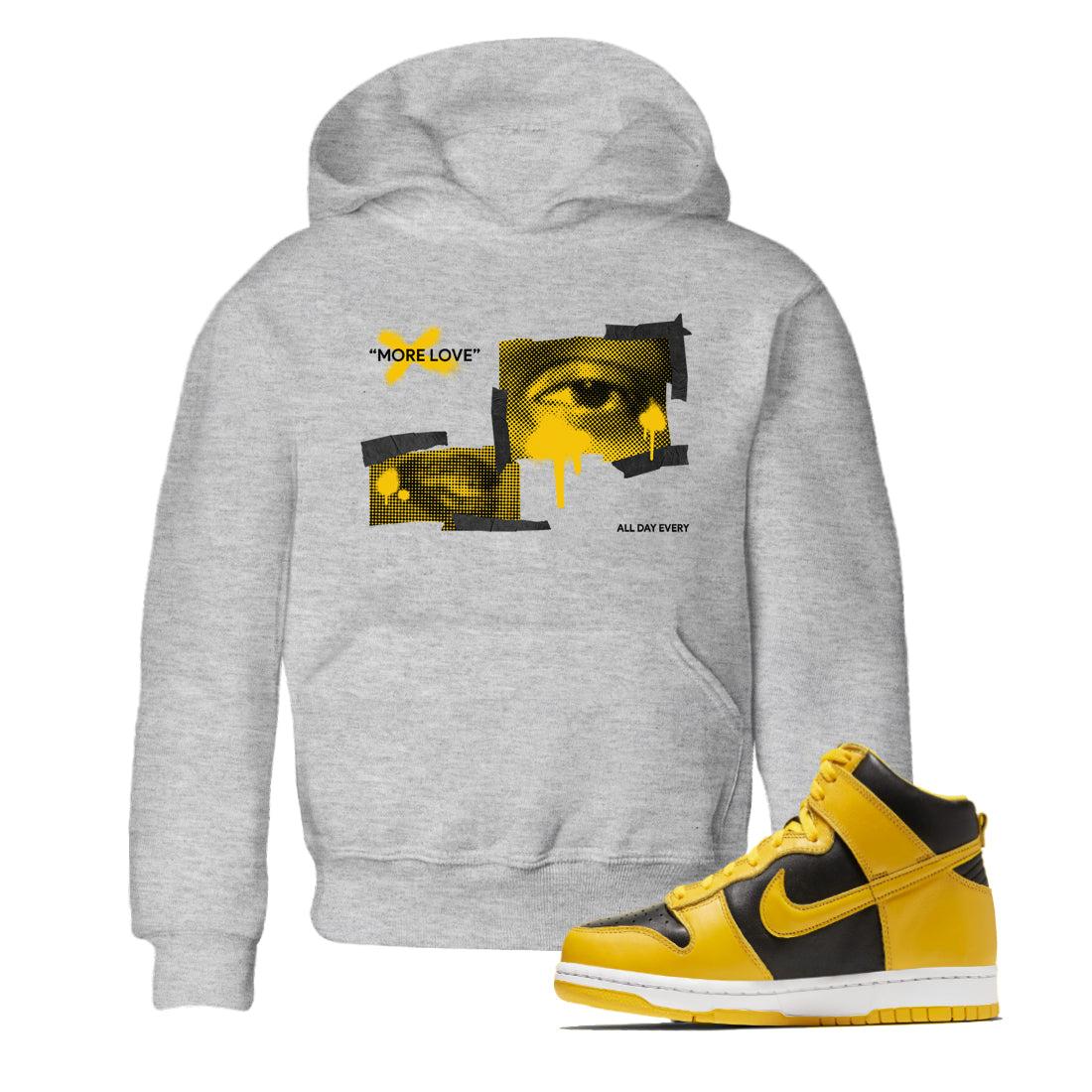 Dunk High Pollen shirts to match jordans More Love sneaker match tees Dunk High Pollen match shoes to clothes SNRT Sneaker Tees Youth Baby Heather Grey 1 tee