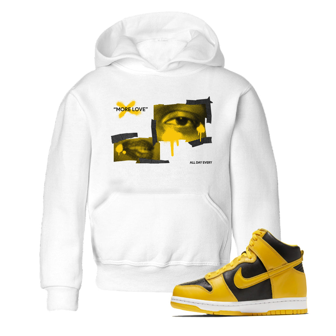 Dunk High Pollen shirts to match jordans More Love sneaker match tees Dunk High Pollen match shoes to clothes SNRT Sneaker Tees Youth Baby White 1 tee