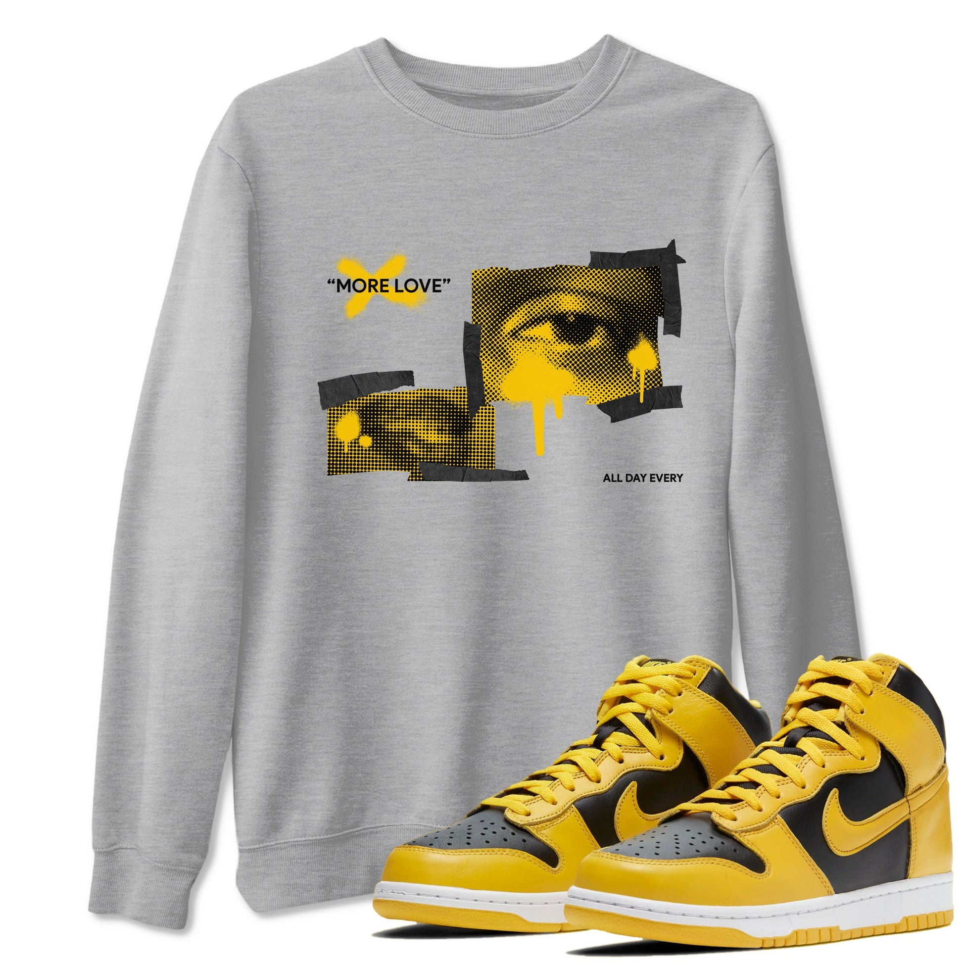 Dunk High Pollen shirts to match jordans More Love sneaker match tees Dunk High Pollen match shoes to clothes SNRT Sneaker Tees unisex cotton Heather Grey 1 shirts