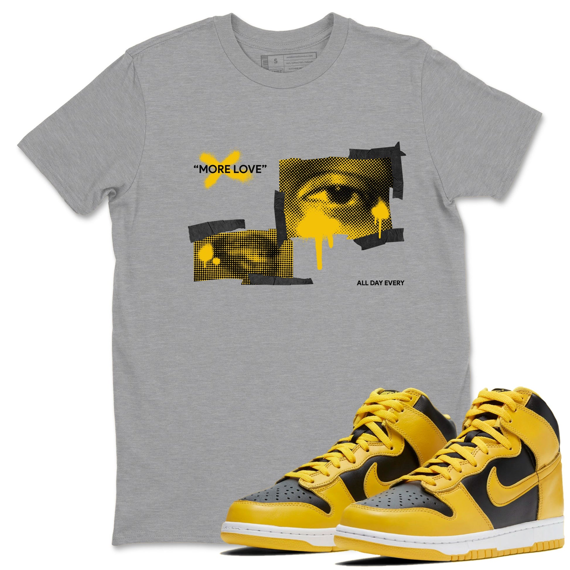 Dunk High Pollen shirts to match jordans More Love sneaker match tees Dunk High Pollen match shoes to clothes SNRT Sneaker Tees unisex cotton Heather Grey 1 shirts