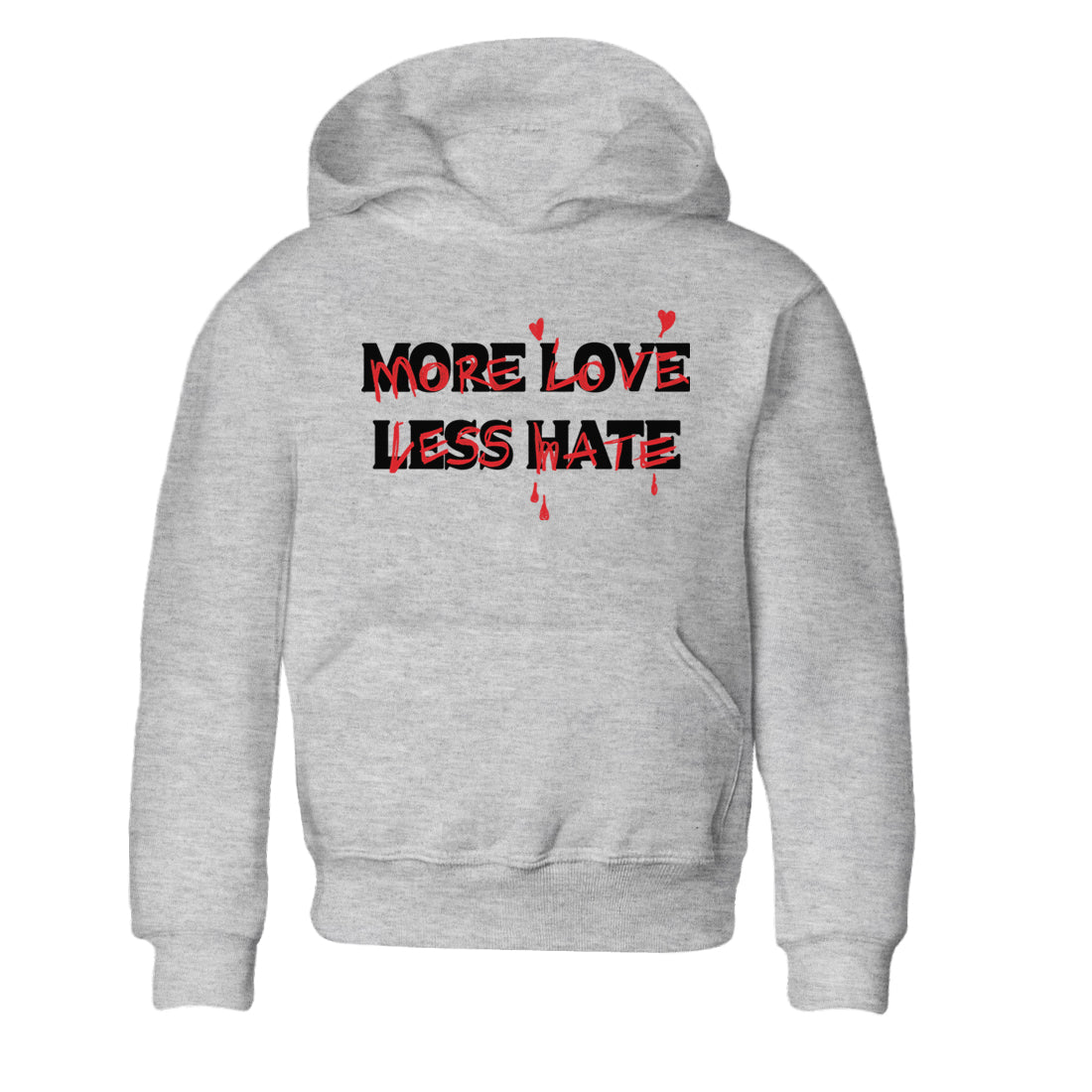 1s Black Toe Reimagined shirts to match jordans More Love Less Hate sneaker match tees Air Jordan 1 Black Toe Reimagined match shoes to clothes SNRT Sneaker Tees Youth Baby Heather Grey 2 tee