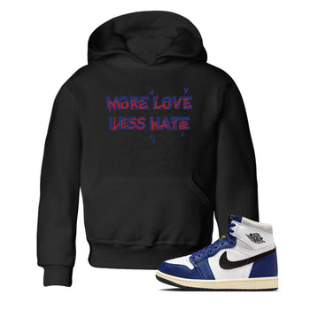 1s Rare Air shirts to match jordans More Love Less Hate sneaker match tees Air Jordan 1 High OG Rare Air Deep Royal Blue match shoes to clothes SNRT Sneaker Tees Youth Baby Black 1 tee