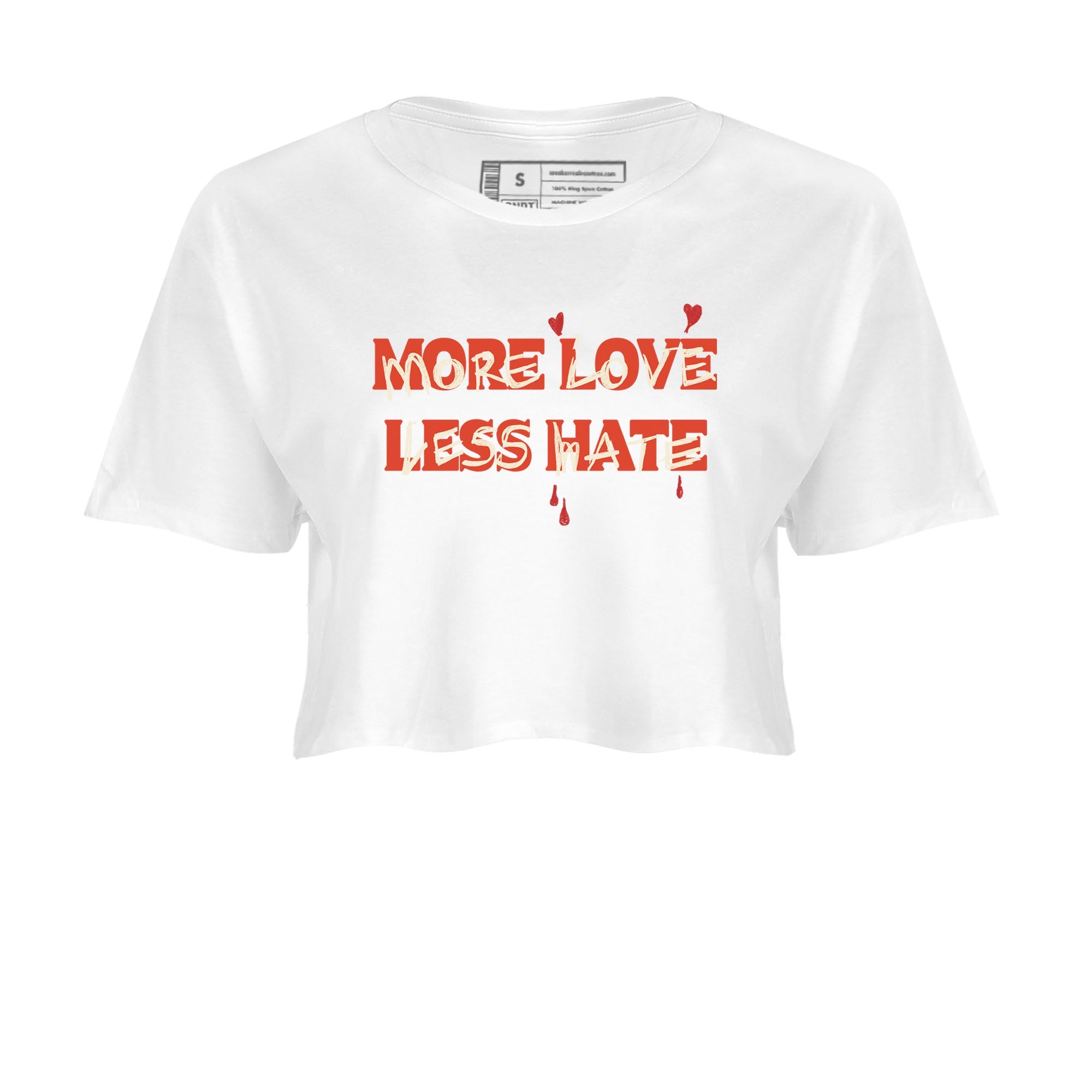 Nigel Sylvester x Air Jordan 4 Brick by Brick shirts to match jordans More Love Less Hate sneaker match tees Air Jordan 4 Brick By Brick match shoes to clothes SNRT Sneaker Tees unisex cotton White 2 crop tee