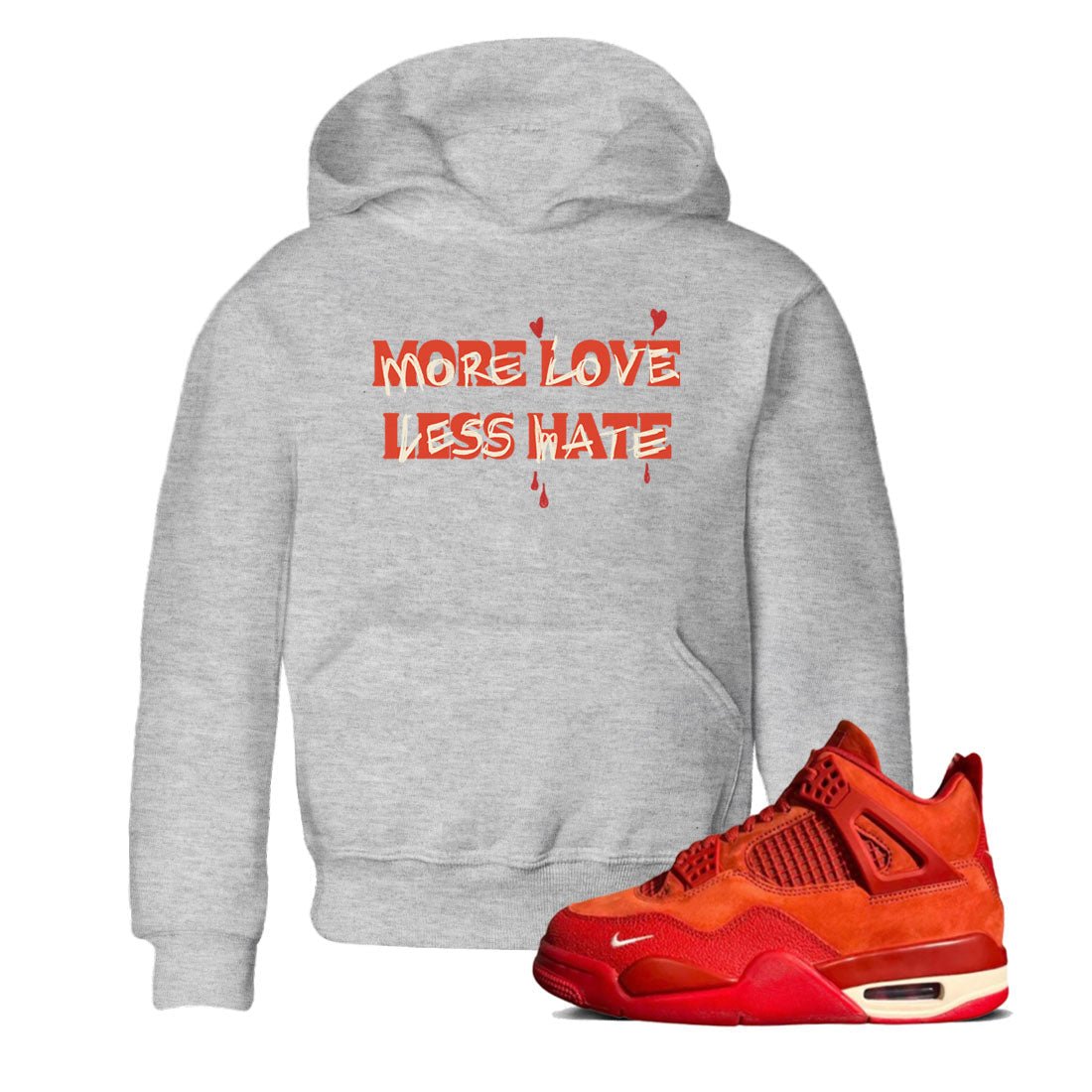 Nigel Sylvester x Air Jordan 4 Brick by Brick shirts to match jordans More Love Less Hate sneaker match tees Air Jordan 4 Brick By Brick match shoes to clothes SNRT Sneaker Tees Youth Baby Heather Grey 1 tee