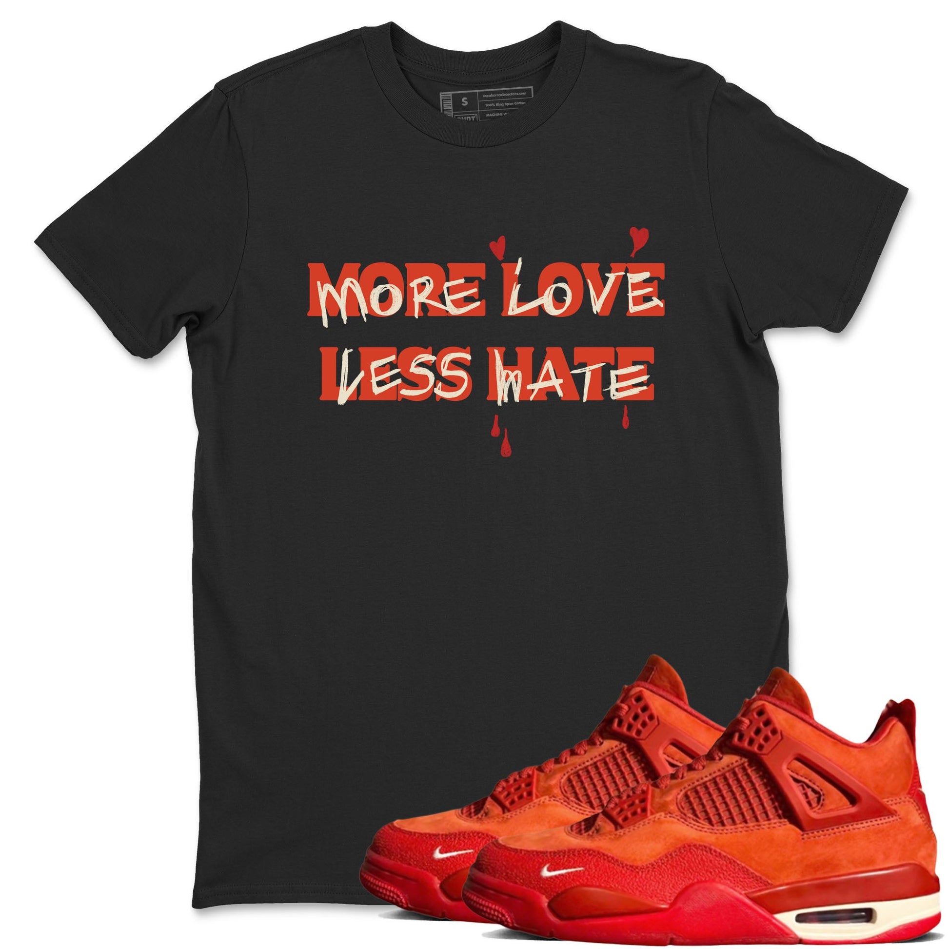 Nigel Sylvester x Air Jordan 4 Brick by Brick shirts to match jordans More Love Less Hate sneaker match tees Air Jordan 4 Brick By Brick match shoes to clothes SNRT Sneaker Tees unisex cotton Black 1 shirts