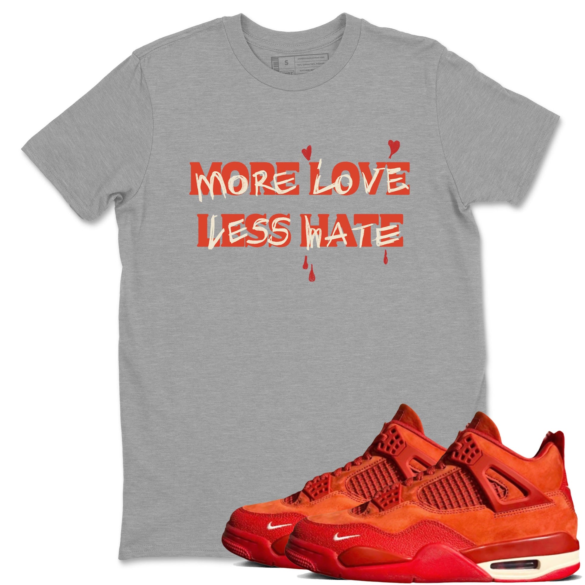 Nigel Sylvester x Air Jordan 4 Brick by Brick shirts to match jordans More Love Less Hate sneaker match tees Air Jordan 4 Brick By Brick match shoes to clothes SNRT Sneaker Tees unisex cotton Heather Grey 1 shirts