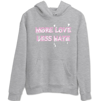 4s Retro Orchid shirts to match jordans More Love Less Hate sneaker match tees Air Jordan 4 WMNS Orchid match shoes to clothes SNRT Sneaker Tees unisex cotton Heather Grey 2 shirts