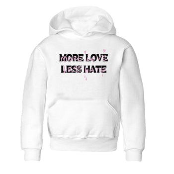 4s Retro Orchid shirts to match jordans More Love Less Hate sneaker match tees Air Jordan 4 WMNS Orchid match shoes to clothes SNRT Sneaker Tees Youth Baby White 2 tee
