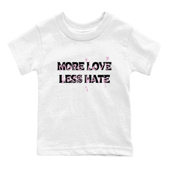 4s Retro Orchid shirts to match jordans More Love Less Hate sneaker match tees Air Jordan 4 WMNS Orchid match shoes to clothes SNRT Sneaker Tees Youth Baby White 2 tee