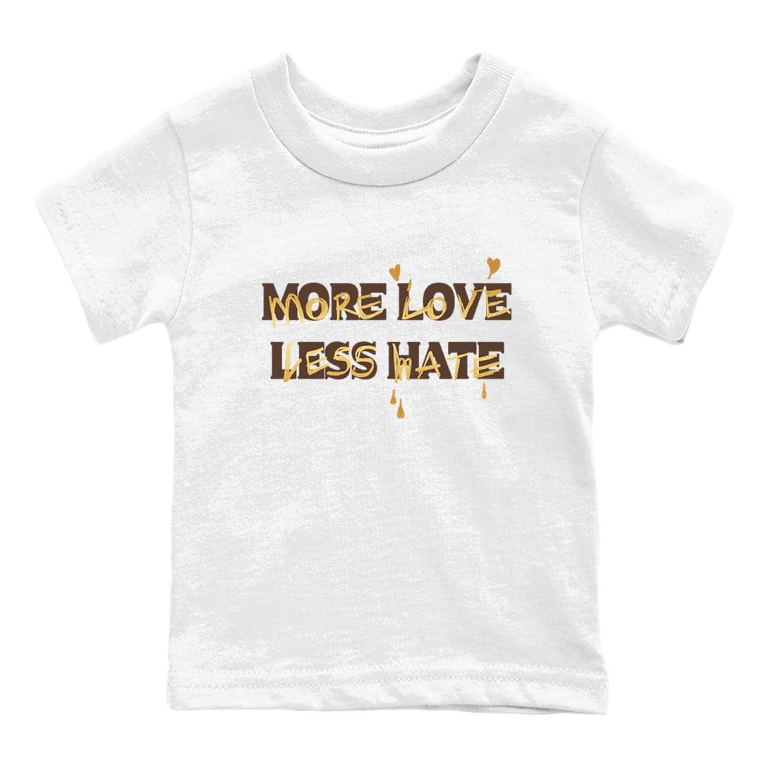 5s Golden Ticket shirts to match jordans  More Love Less Hate shirts to match jordans Air Jordan 5 Golden Ticket match shoes to clothes SNRT Sneaker Tees Youth Baby White 2 tee