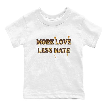 5s Golden Ticket shirts to match jordans  More Love Less Hate shirts to match jordans Air Jordan 5 Golden Ticket match shoes to clothes SNRT Sneaker Tees Youth Baby White 2 tee