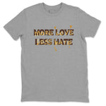 5s Golden Ticket shirts to match jordans  More Love Less Hate shirts to match jordans Air Jordan 5 Golden Ticket match shoes to clothes SNRT Sneaker Tees unisex cotton Heather Grey 2 shirts