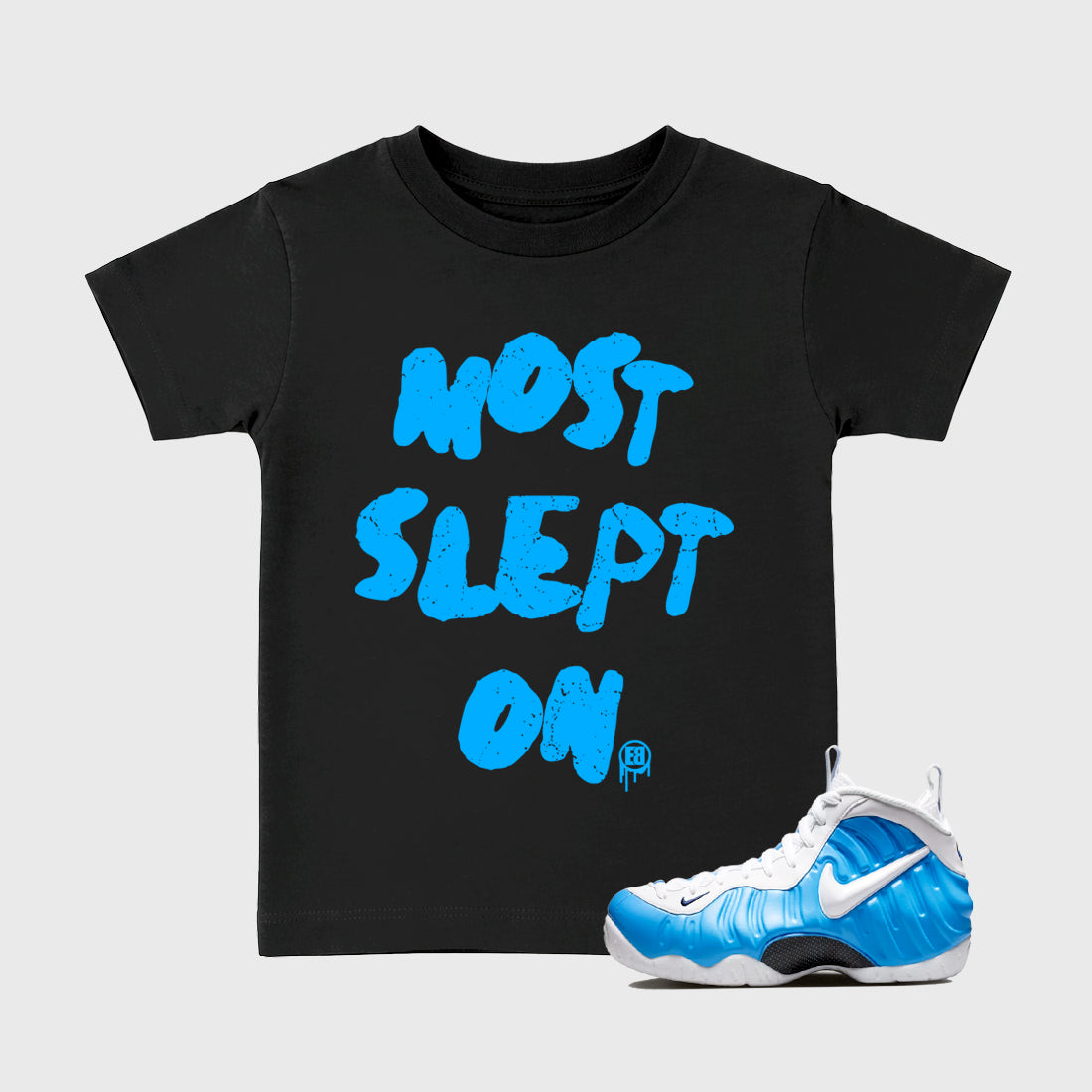 Sneaker match tees – Sneaker Tees To Match Air Foamposite Pro University Blue Shoes – Most Slept On Kids T-Shirt Black 1