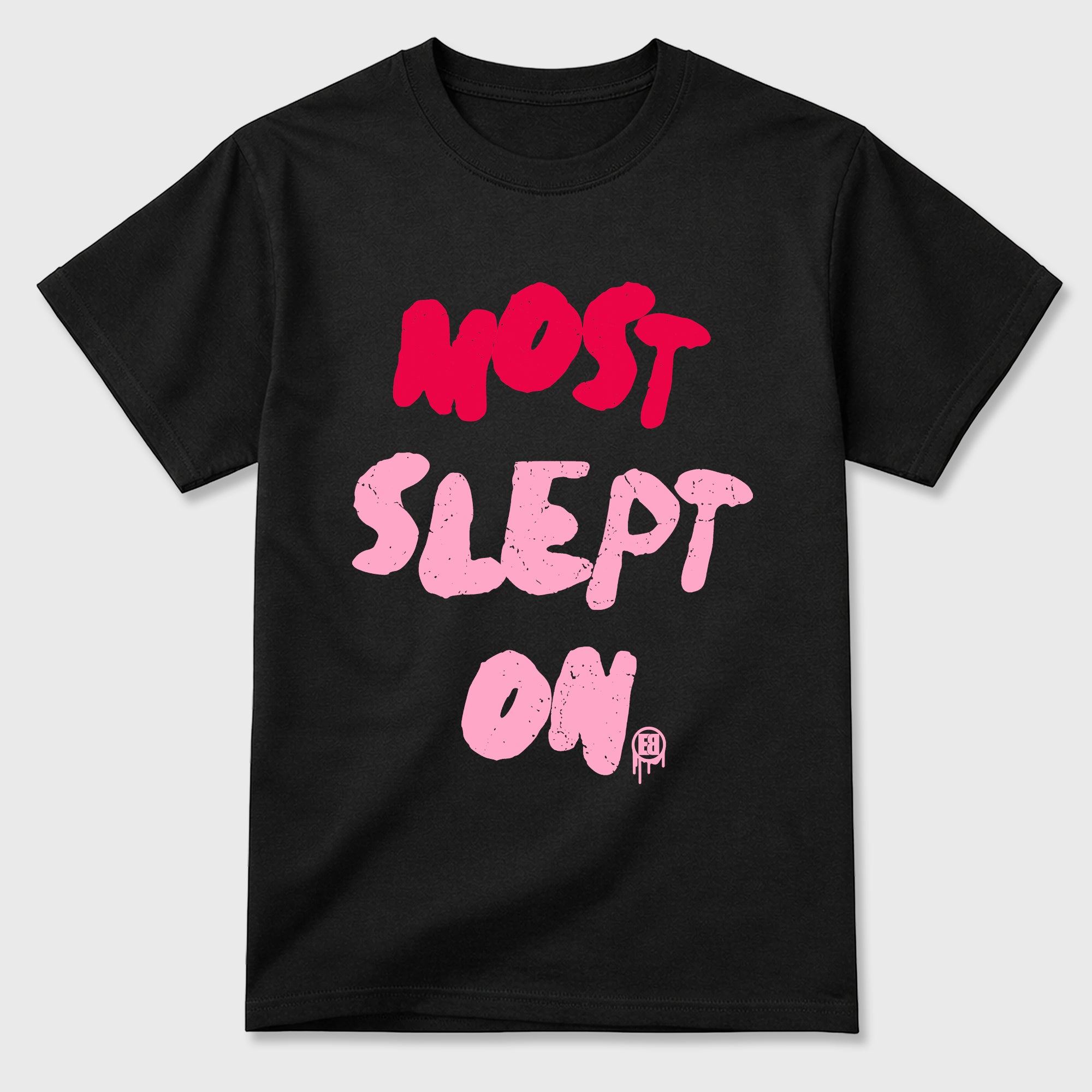 Most Slept On Graphic T-Shirt sneaker match tee designed for the Air Jordan 1 Travis Scott Tropical Pink, featuring coordinated color options for a perfect streetwear match. Black 2 shirt.