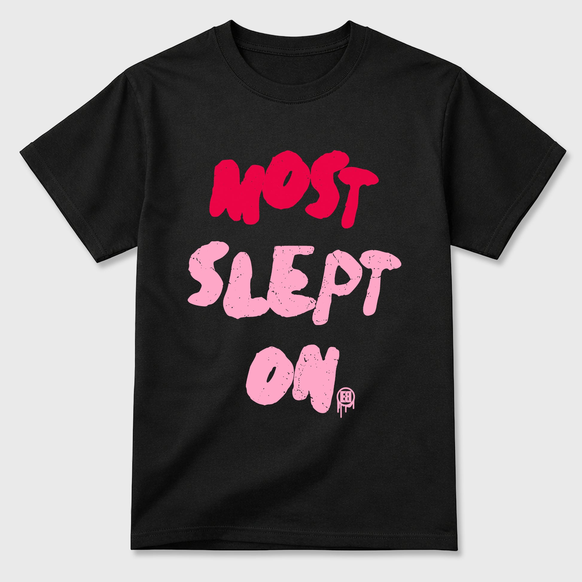 Most Slept On Graphic T-Shirt sneaker match tee designed for the Air Jordan 1 Travis Scott Tropical Pink, featuring coordinated color options for a perfect streetwear match. Black 2 shirt.