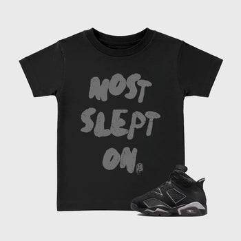 Sneaker match tees – Sneaker Tees To Match Air Jordan 6 Cap and Gown Shoes – Most Slept On Kids T-Shirt Black 1