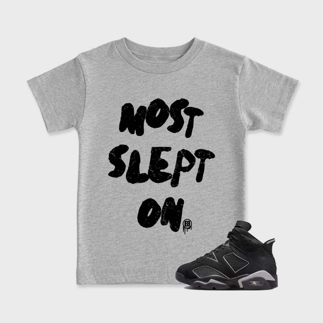 Sneaker match tees – Sneaker Tees To Match Air Jordan 6 Cap and Gown Shoes – Most Slept On Kids T-Shirt Heather Grey 1