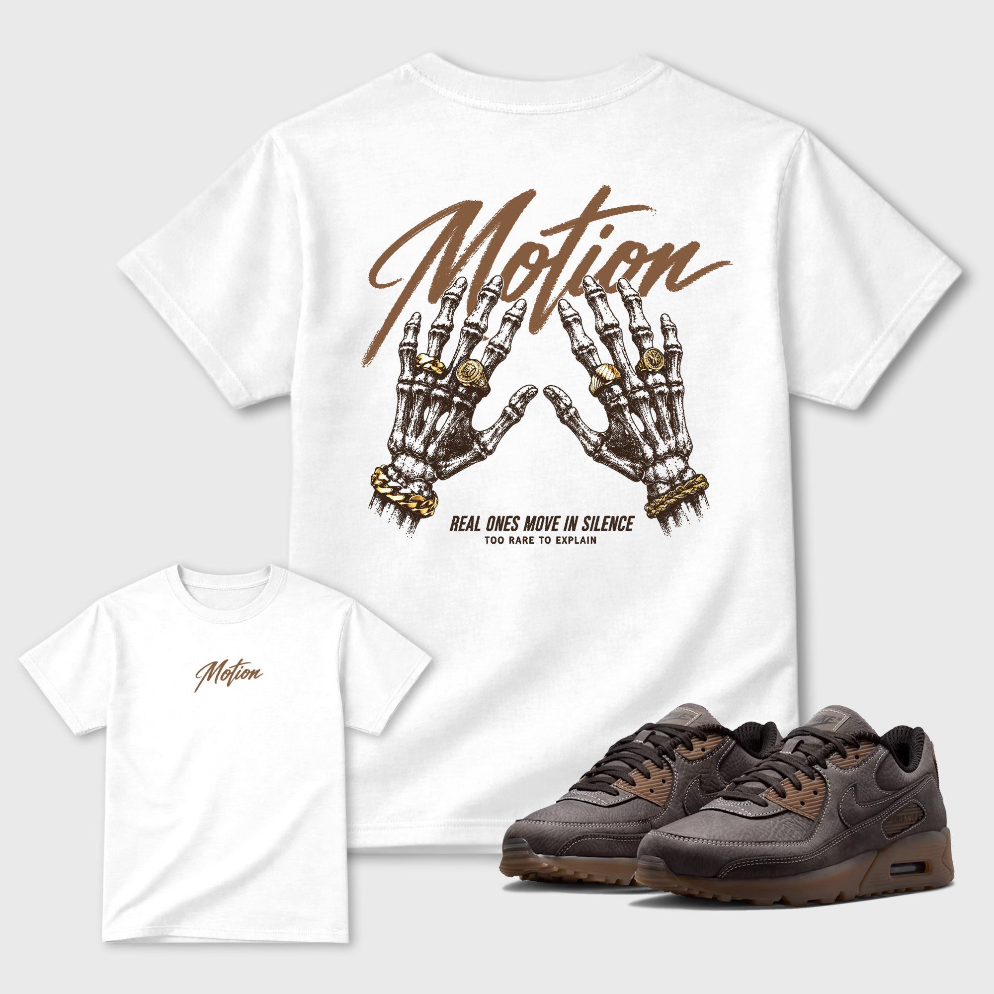 Motion Graphic T-Shirt featuring original streetwear artwork designed to match the . White Graphic T-Shirt.